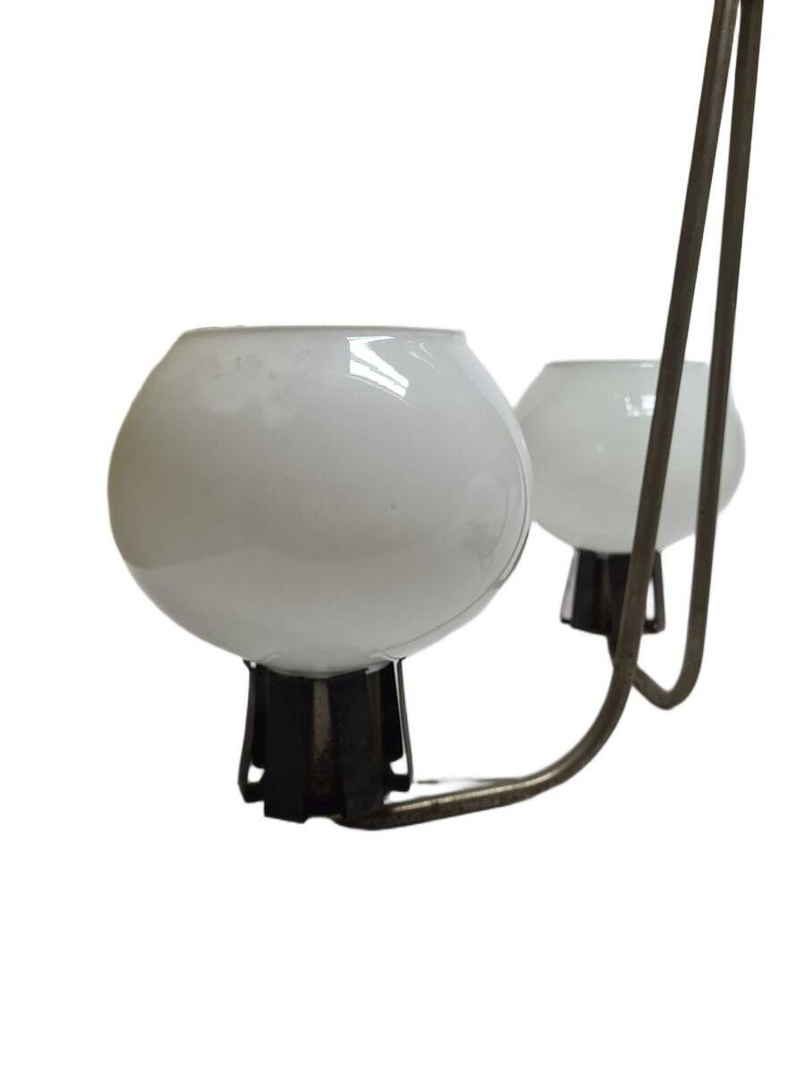 Vintage pendant light in white glass, Poland, 1960s