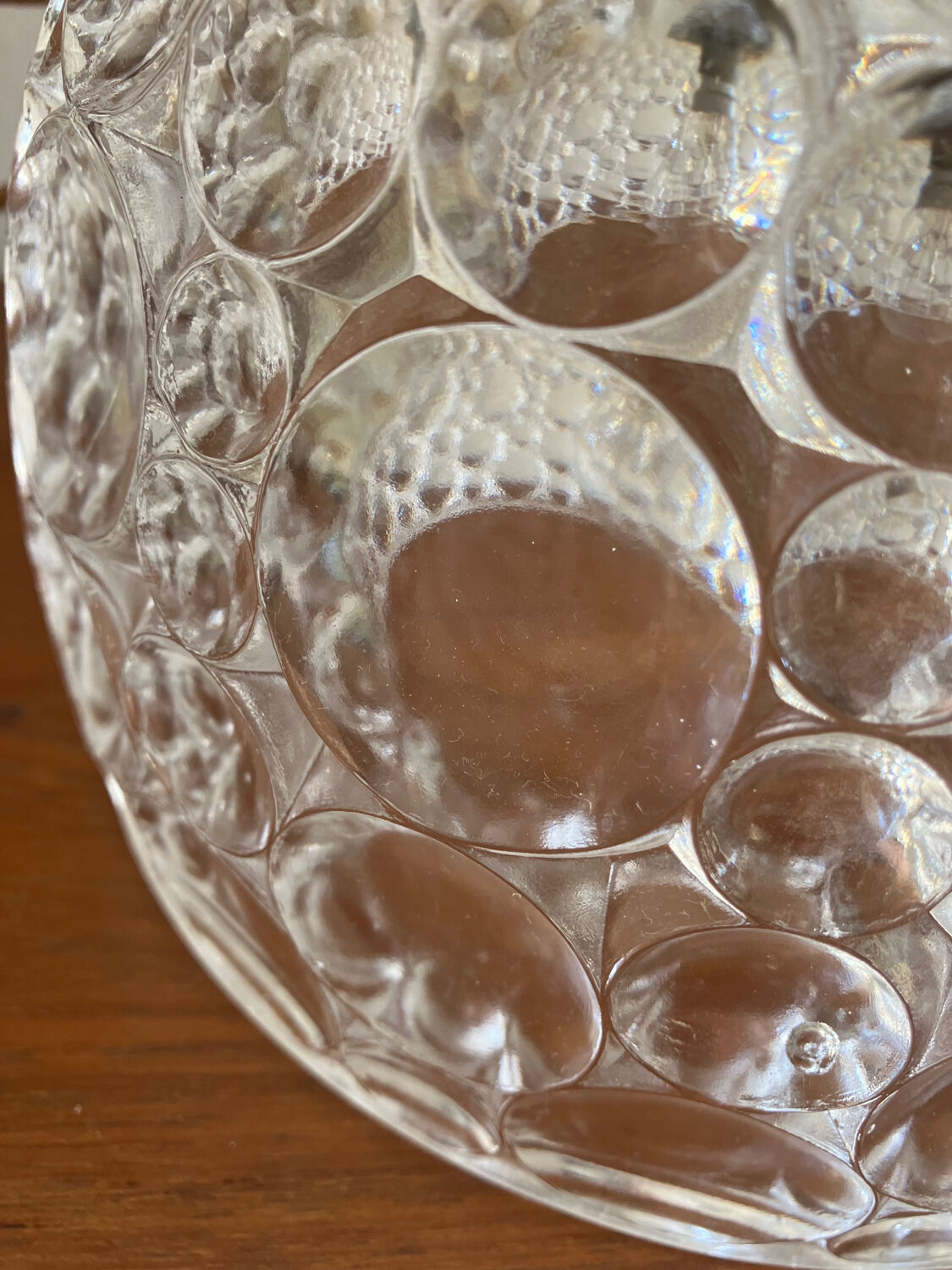 Glass pendant lamp with bubble patterns - 1960s