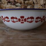 Enamelled sheet metal basin floral decoration