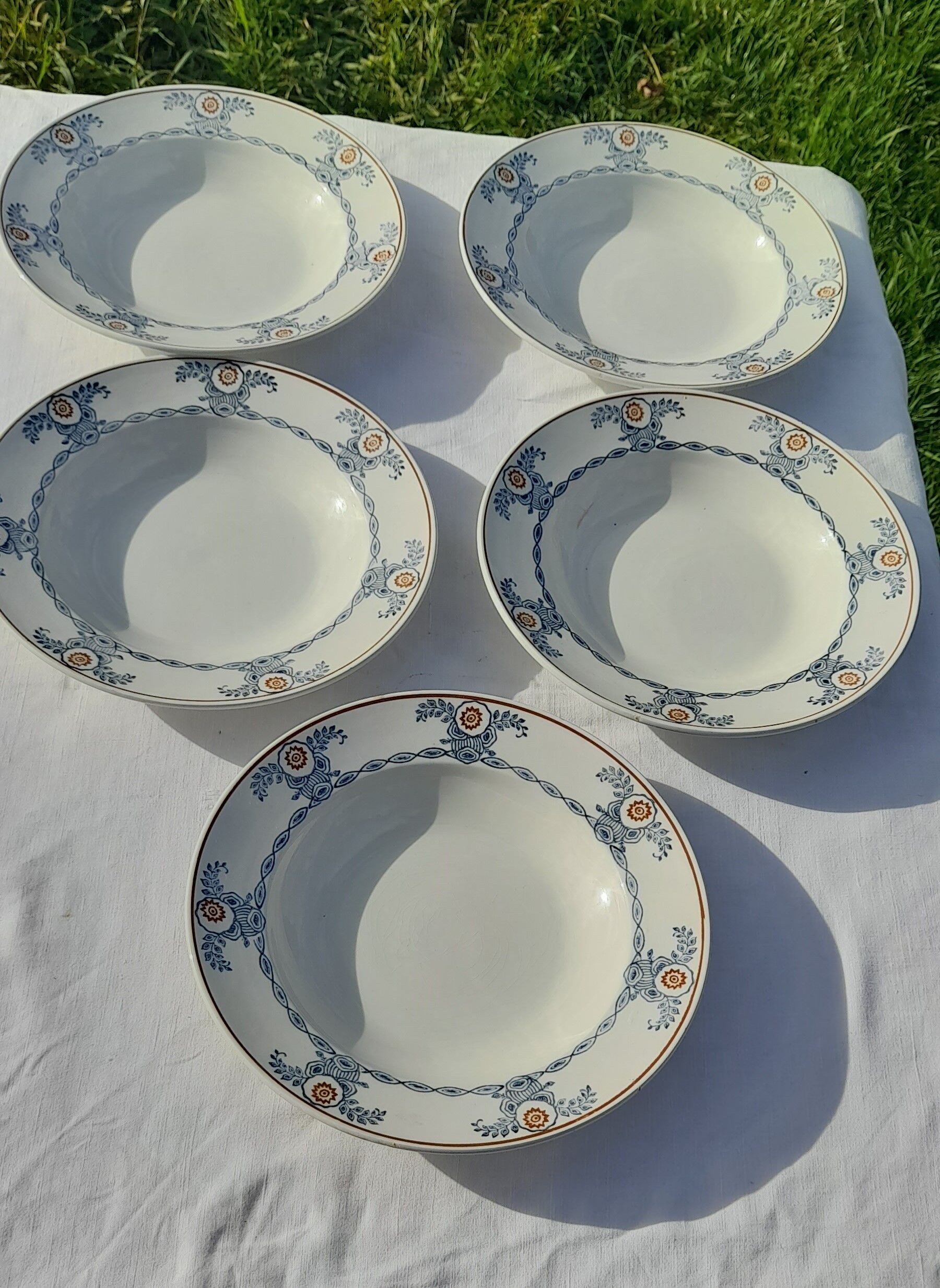 5 hollow plates in Saint-Amand earthenware