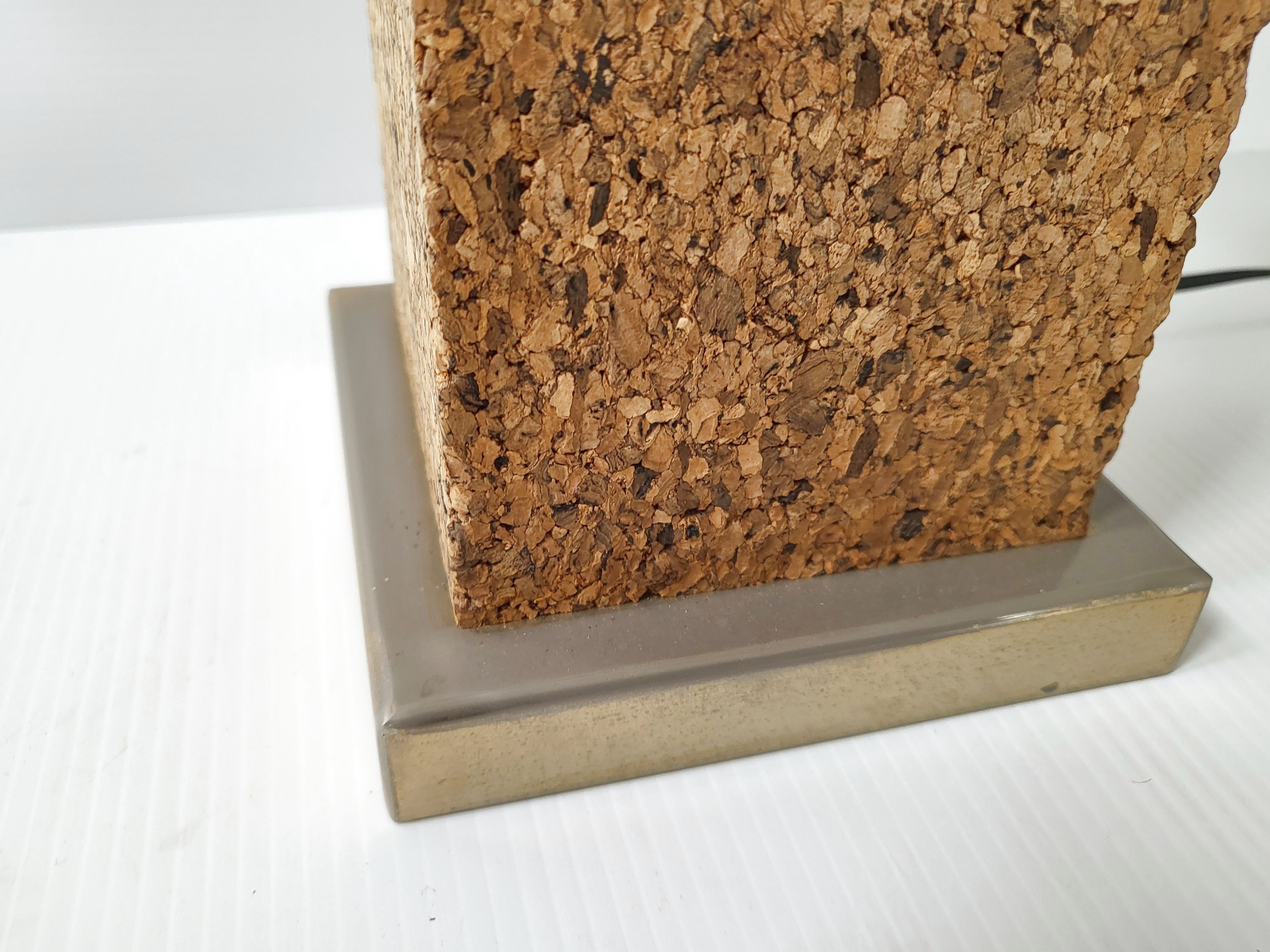 Vintage 1970 lamp in cork & metal