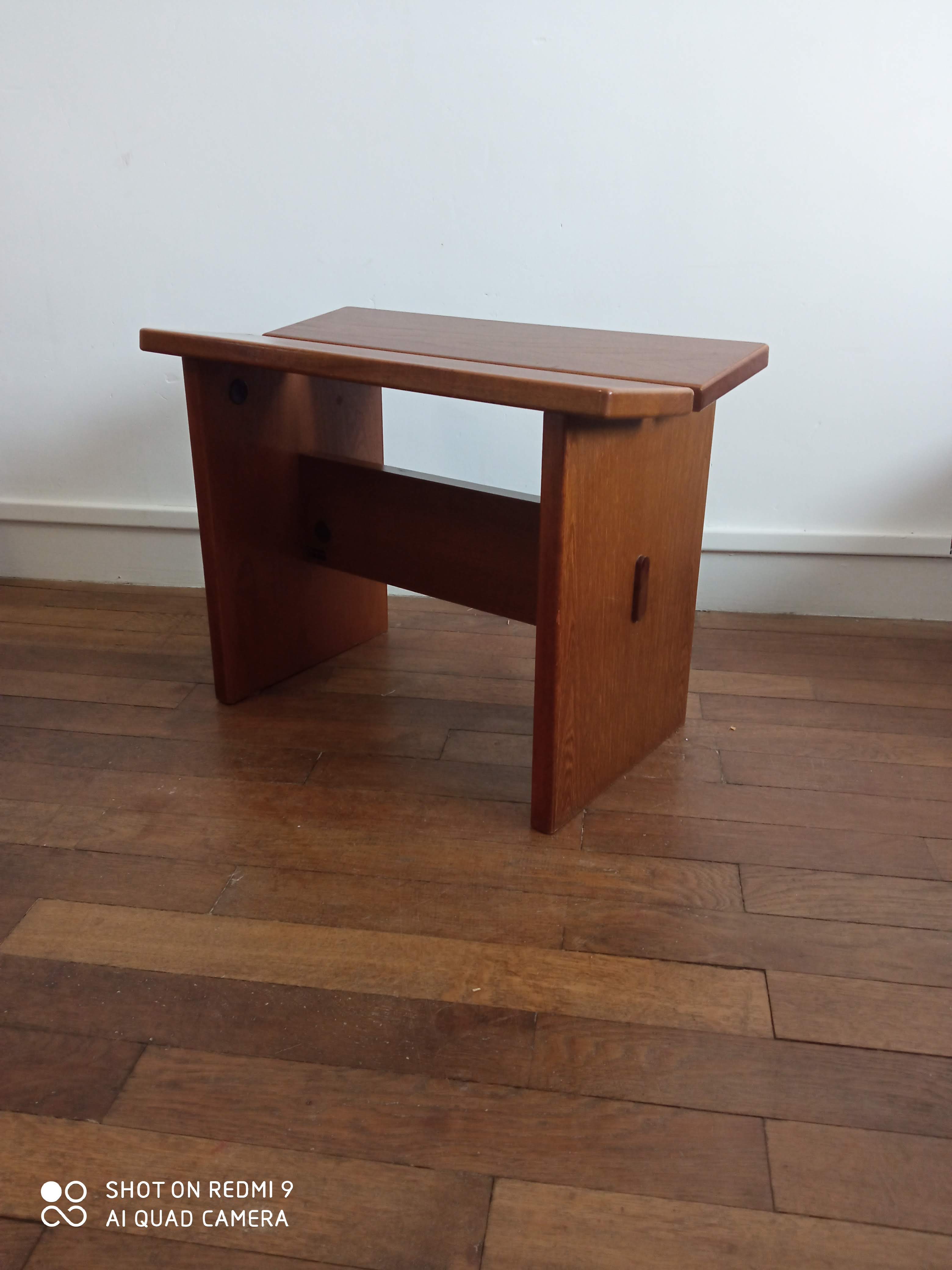 Gustave Gautier 1960 massive elm butterfly butterfly tabouret