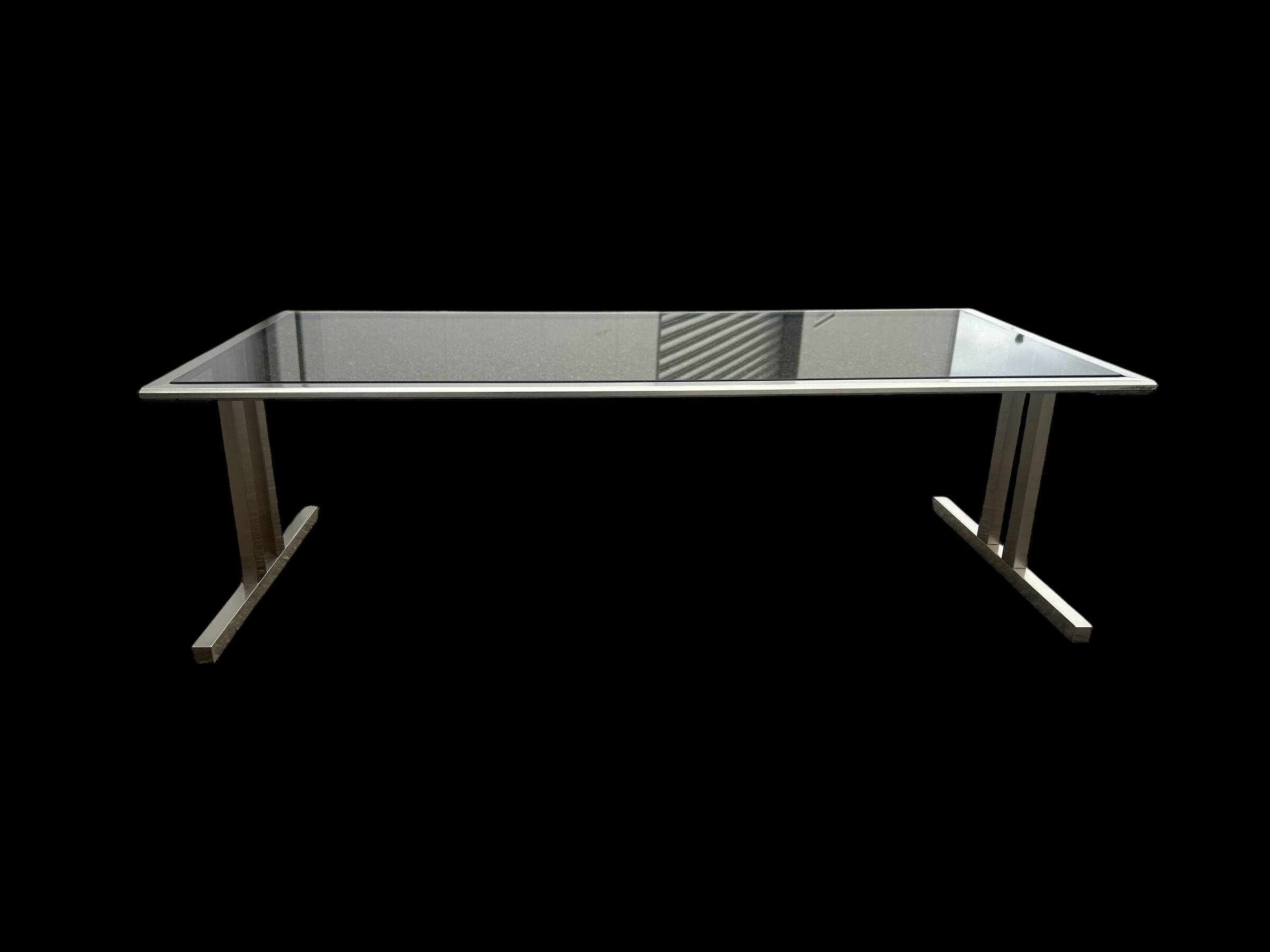 1970 brushed steel coffee table
