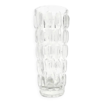 Bean vase, transparent pressed glass, HSG Ząbkowice, Poland, 1970s