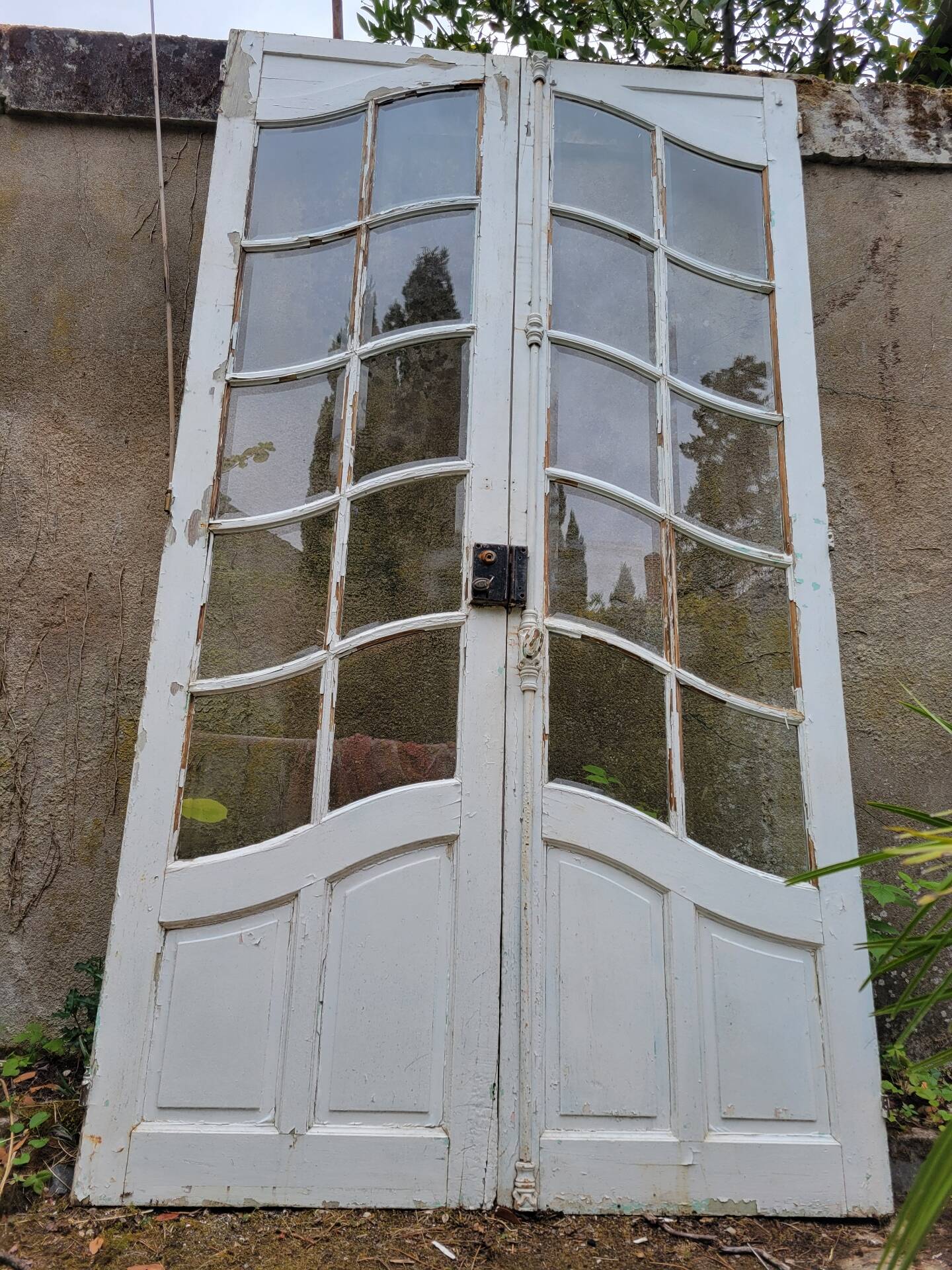 Art Nouveau double doors with small panes.