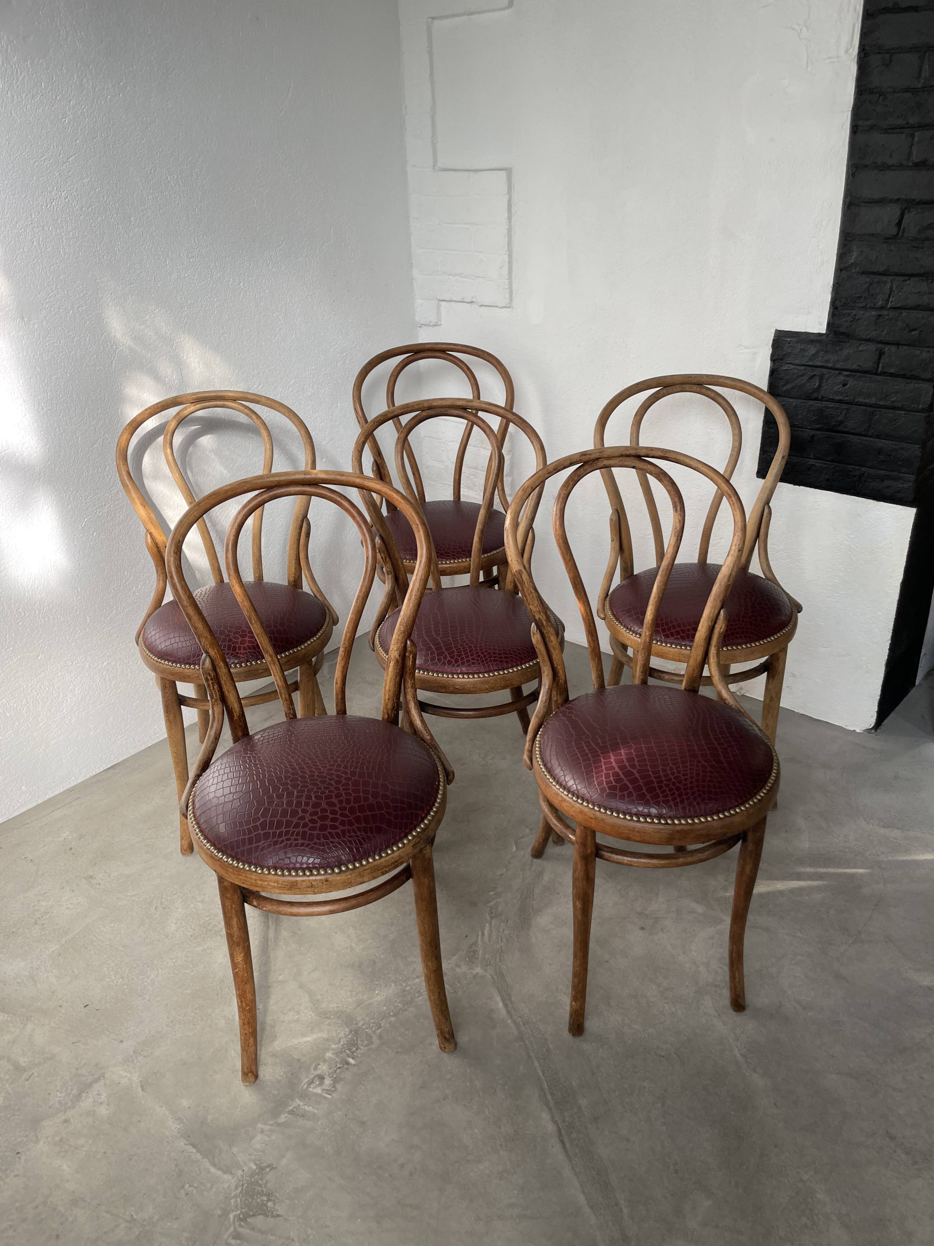 Lot of 6 Josef Kohn curved wood bistro chairs