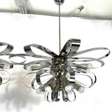 Mid-century pair of Italian chrome chandeliers from 70