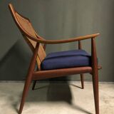 Peter hvidt & orla molgaard nielsen model 147 teak & rattan chair for france & son