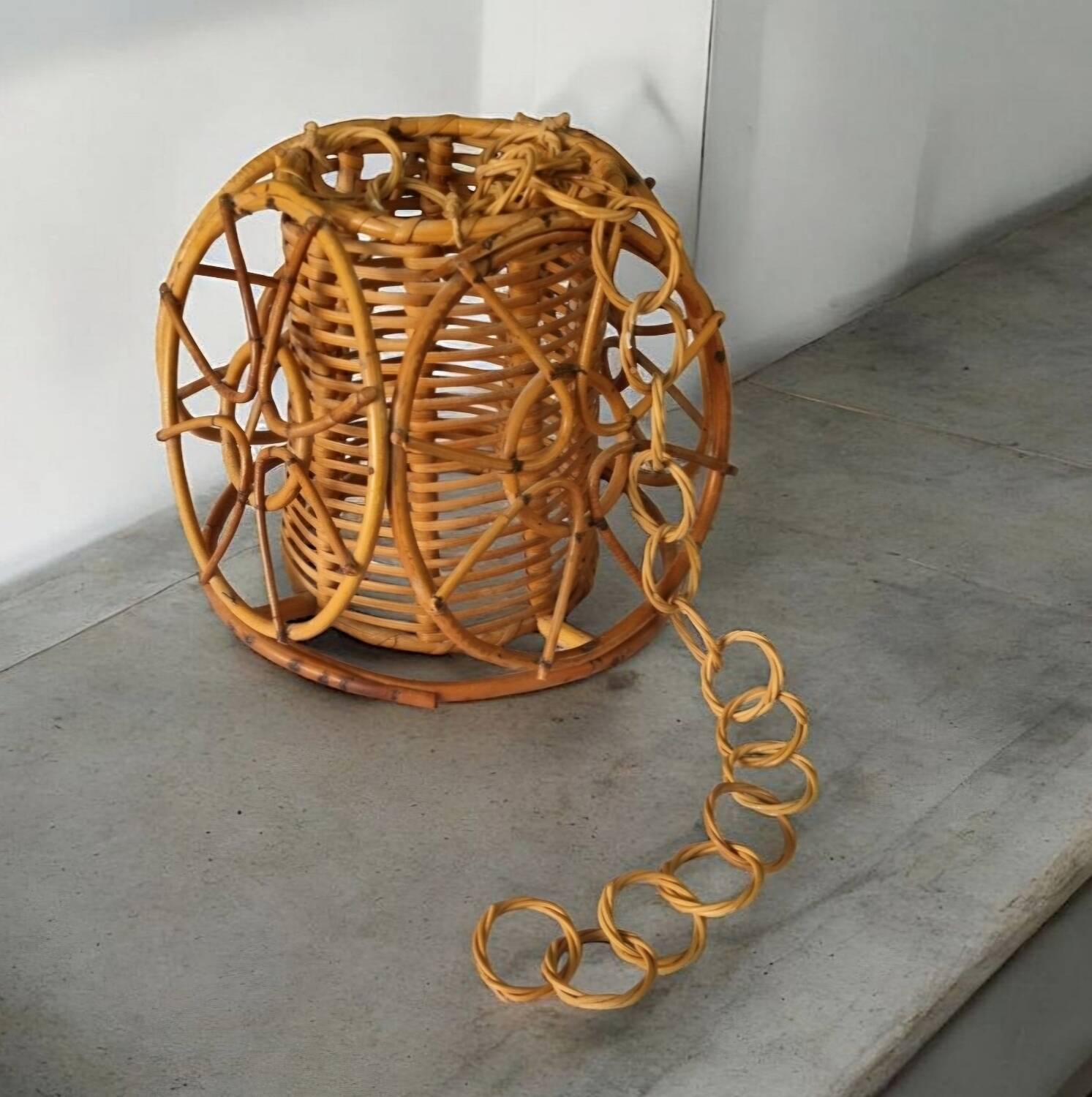 60s rattan pendant light