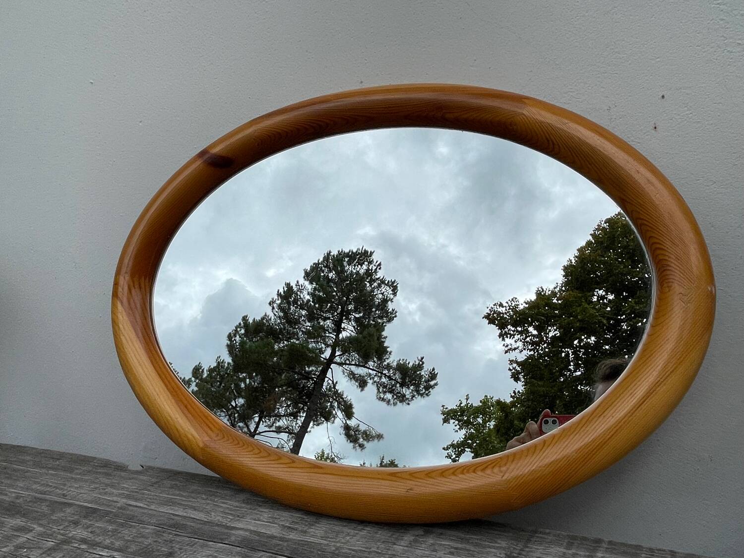 Oval pine mirror 1980 Regain