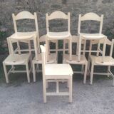 Original white lace-up vintage chairs (series of 8) stamp manufacturer L E 1995