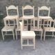 Original white lace-up vintage chairs (series of 8) stamp manufacturer L E 1995