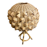 Vintage 50s Tiki Rattan Lamp + Woven Natural Fibre Ball