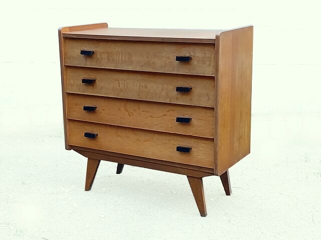 Vintage 1960s chest of drawers with compass legs