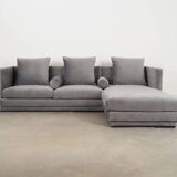 Canapé d'angle en velours argenté, design scandinave, années 00