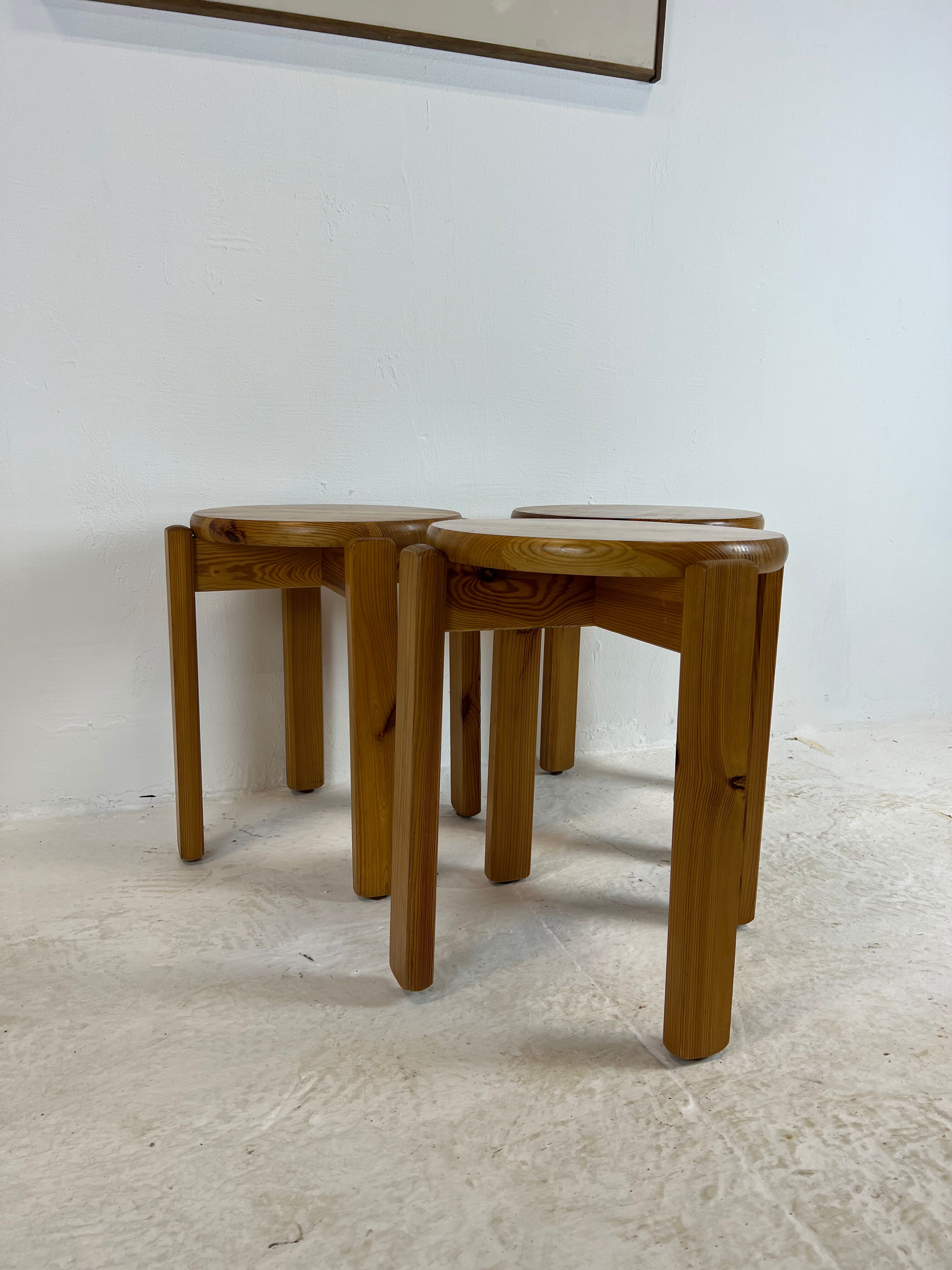 Mid-century stool trio, 1970