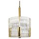 Kalmar Suspension Tambour Drum, Brass, Frosted Textured Glass, Austria, 1960s
