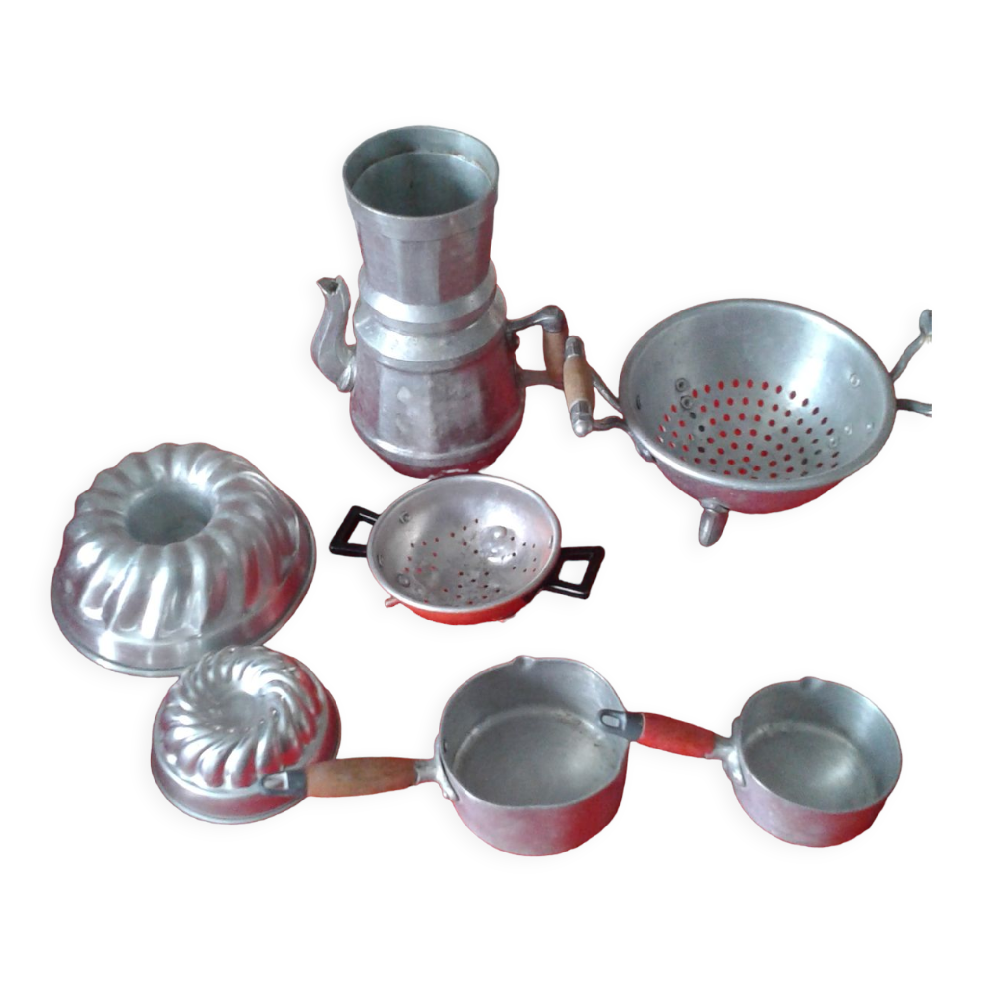 Set of 8 aluminum utensils for dinettes