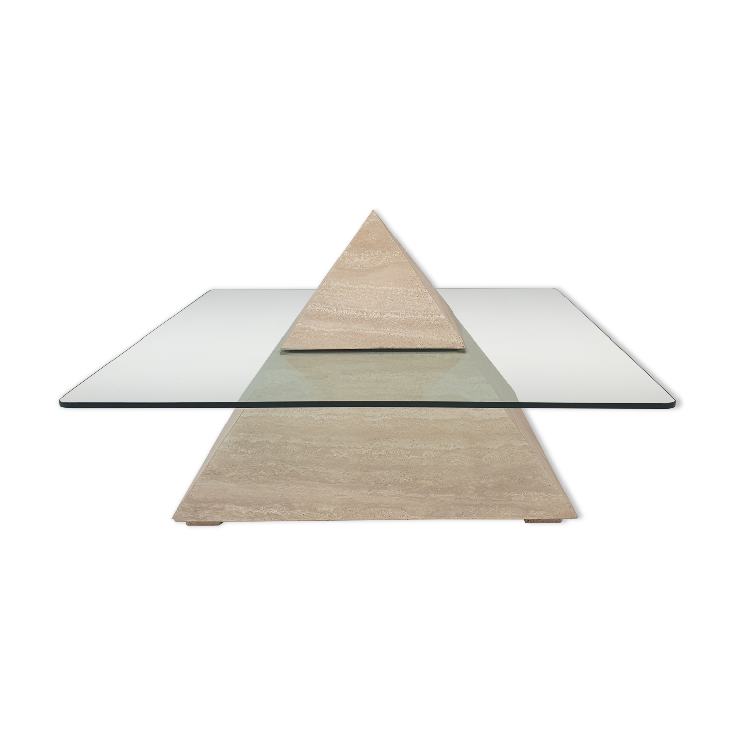 Italian Travertine Pyramid Coffee Table, 1980s
