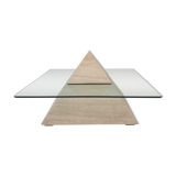 Table basse pyramidale en travertin italien, années 1980