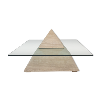 Italian Travertine Pyramid Coffee Table, 1980s