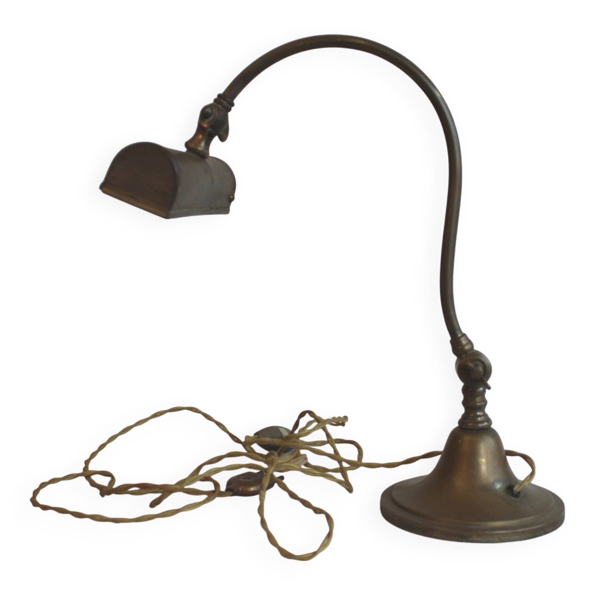 Lampe de bureau ancienne articulée en cuivre