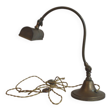 Antique articulated copper desk lamp