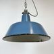 Industrial Blue Enamel Factory Lamp with Cast Iron Top, 1960s