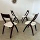 Set of 4 vintage 70s Italian design wooden and terry chairs