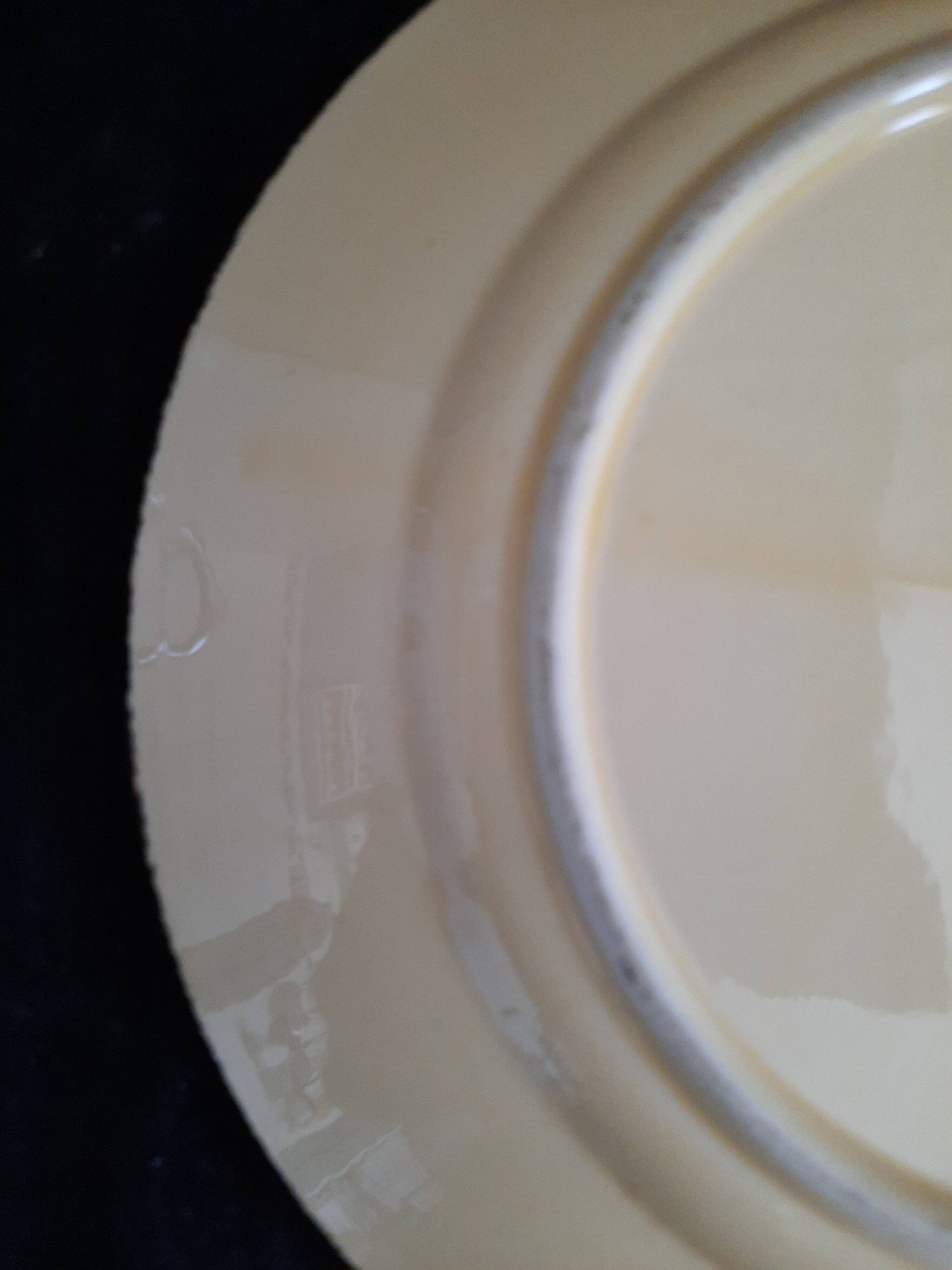 Old HB QUIMPER Plate Earthenware Geometric Rosette Decoration