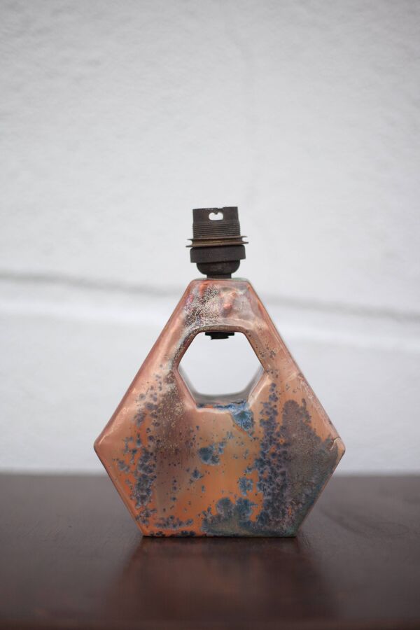 Lampe vintage, lampe grès cristallisé, lampe à poser, lampe de chevet, art déco, poterie, 50's