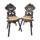 Pair of Louis XIII style chairs in patinated solid oak – piece