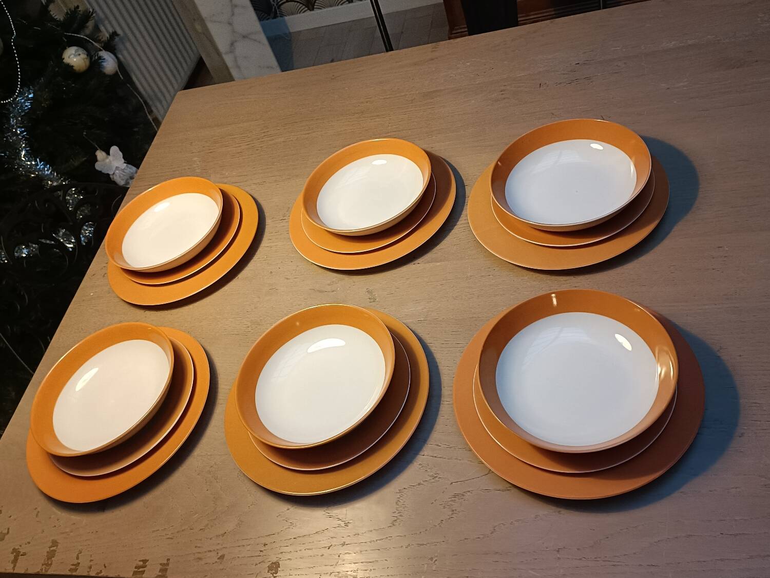Orange Limoges porcelain plates