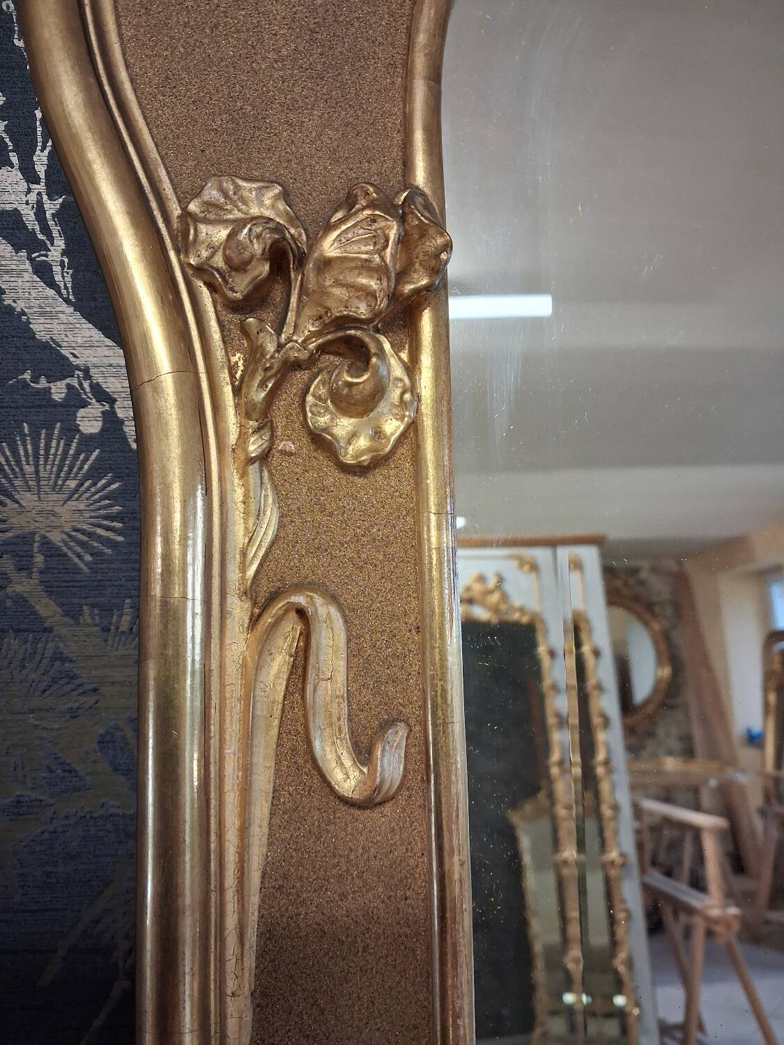 Miroir époque art nouveau 169 x 100