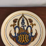 Decorative painted terracotta plate in oriental style