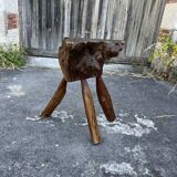 Tabouret Billot en Bois Massif – Sculpture Organique H54cm