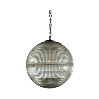 Parisian glass holophane mid-century globe pendant light