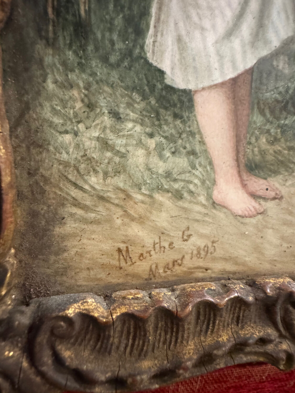 Pastoral scene painting on porcelain, 19th century