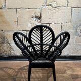 Chandra flower armchair in wicker and black bamboo