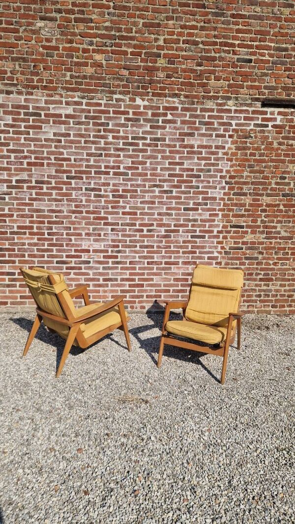 Paire de chauffeuses design Free Span années 60's