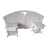 Set rattan headboard +2 matching bedside tables