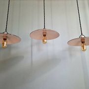 Trio de suspensions industrielles en tôle émaillée noire