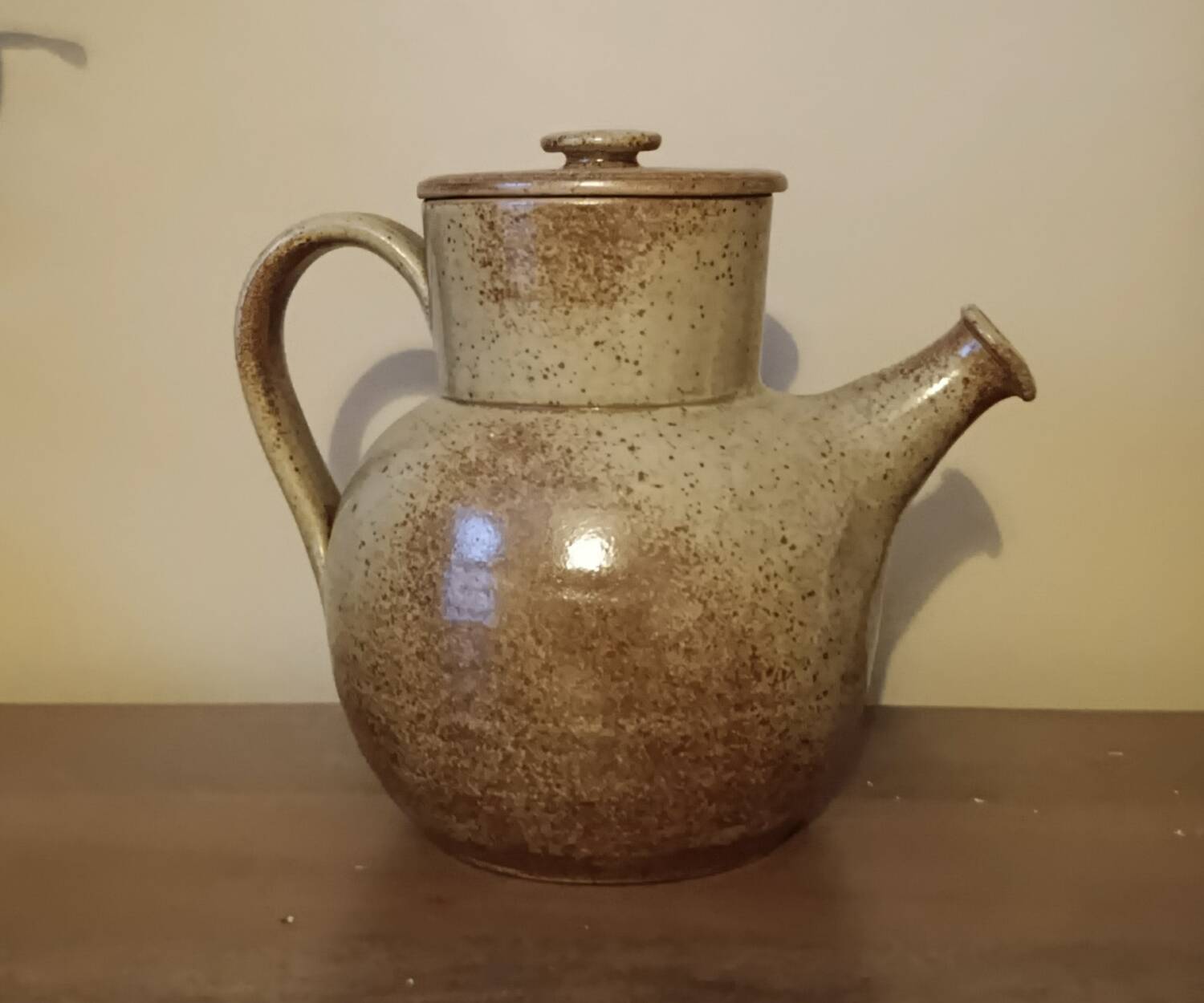 Vintage stoneware teapot signed by Nathalie and Christophe Hurtault.