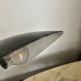 Modernist chrome desk table lamp and black metal bowl, Aluminor 1970 design