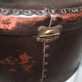 Studded old leather hat box