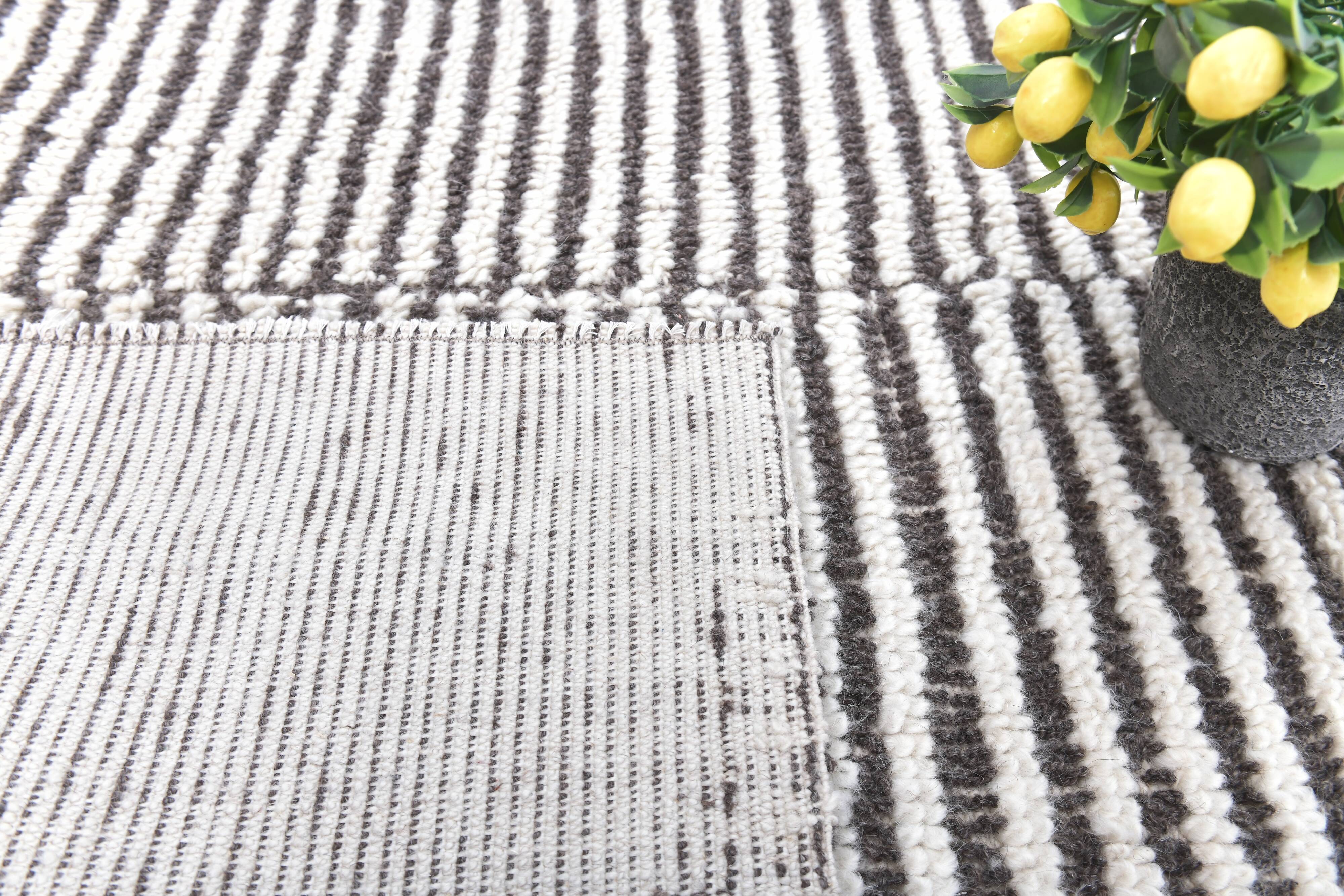 4x10 Brown & White Striped Vintage Runner Rug, 131x303Cm