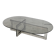 Coffee table with steel base and smoked glass slab. Circa 197