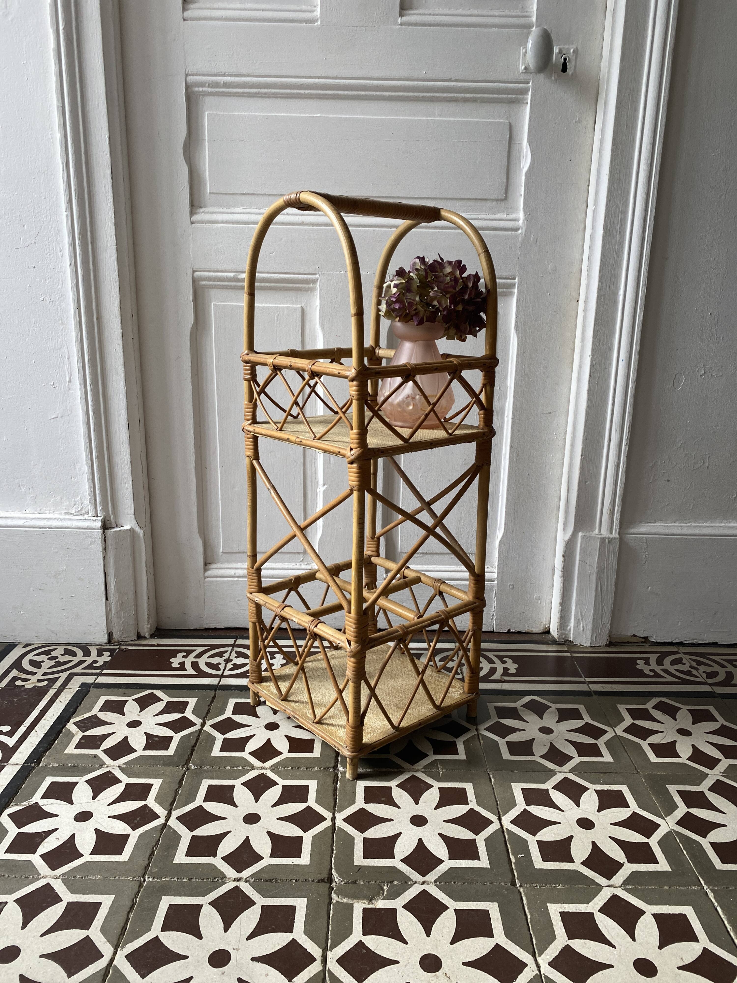 Vintage rattan bar or bottle holder