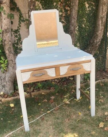 Art deco dressing table restyled in white and wood