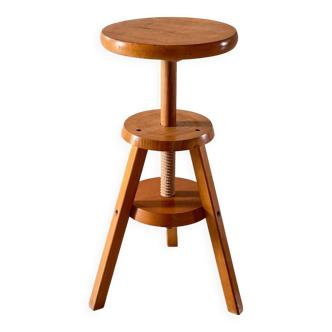 Vintage Solid Beech Screw Stool